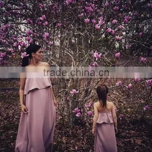 Mommy and me Maxi Dresses Family Clothing Sets Light Purple Women Wear thumbnail-3