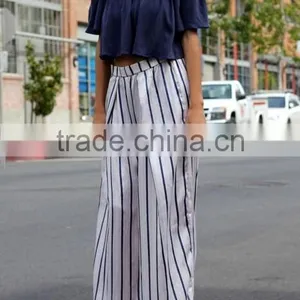 2017 Wholesale Womens Custom off Shoulder Ruffle Top Solid Color thumbnail-4