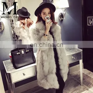 European Style Top Selling Real Fox Fur Products Cheap Women Knee Length Winter Coat thumbnail-3