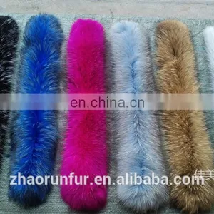 Real Raccoon Fur Collar for Garment Wholesaler Raccoon Fur Trim/piping thumbnail-4