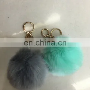 Faux Fur Bag Charm Cherry Pom Pom Fur Key Chain thumbnail-3