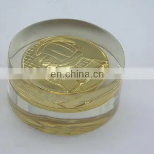 Crystal Acrylic Paper Weight With Coin thumbnail-1