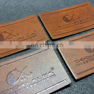 Custom Brown Jeans pu Label Embossed Leather Patch thumbnail-1