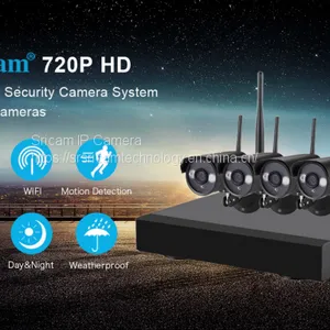 NVR Otdoor Weatherproof IP Camera Sricam 720P HD Wireless Security Camera System 4CH+4Ccameras thumbnail-1