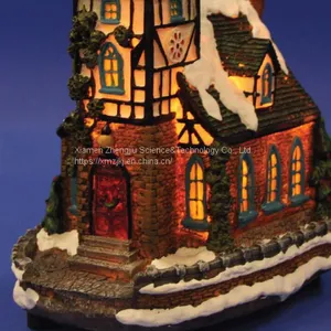 X'mas Church With 10L Play Snowman Polyresin Christmas House Decoration thumbnail-4