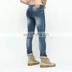 DiZNEW Wholesale Fashion Ripped Denim Pants Custom Printed Blue Ripped Casual Jeans thumbnail-6