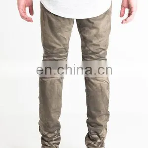 DiZNEW 2019 USA 100% Cotton Mens Jeans Skinny Fit Ribbed Ash Brown Biker Denim thumbnail-4