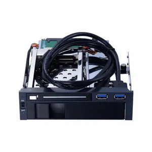 Unestech 5.25in Dual Bay SATA Hot-swap SSD Hdd Enlosure for 2.5+3.5in Ootibay USB Mobile Rack thumbnail-1