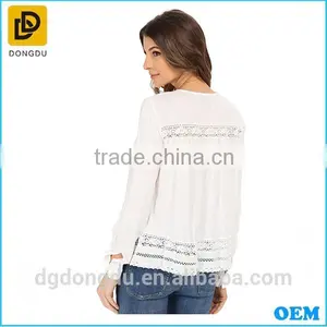 Wholesale Cotton Women Blouse Long Sleeve Casual White Lady Blouse thumbnail-4