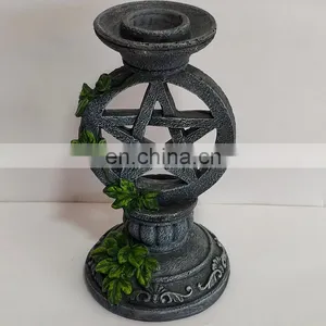 Wiccan Pentacle Candlesticks Candleholders Tarot Magic Statues Resin Mold Gifts Crafts Indoor Home Decoration thumbnail-4