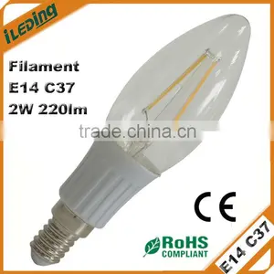 NEW Product C37 E14 Base 2W LED Filament Candle Bulb Light thumbnail-1