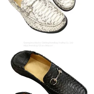 Imported Genuine Leather Python Leather Sleeve Toe Shoes Casual Slip-On Men's Breathable Shoes thumbnail-5