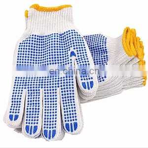 Cheap Wholesale High Quality Knitted Gloves Gardening Fabric Pvc Dotted White Cotton Gloves thumbnail-5