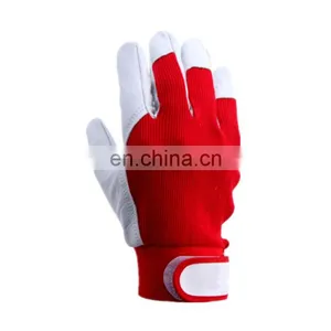High Quality Top Grade Cheap Goatskin Sheepskin Leather Red Security Work Safety Gardening Gloves thumbnail-5