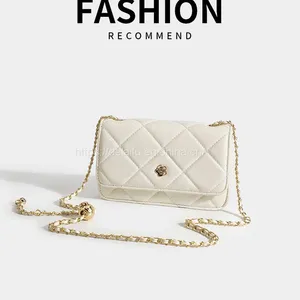Fashion Lingge Design Golden Ball Chain Handbag Ladies Crossbody Small Square Bag thumbnail-1