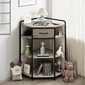 Side Cabinet Living Room Modern Creative Storage Cabinet Iron Wood Structure With Lights With Corner Rack Can be Customized thumbnail-2