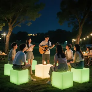Color Changing LED Cube Chair for Outdoor Garden and Nightclub， Illuminated PE Plastic Stool With Remote Control，CE Certified Glow Furniture thumbnail-2