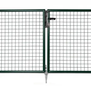 Green PVC Coated 3D Fence Single Gate With Double-sided Handle Lock Set thumbnail-3
