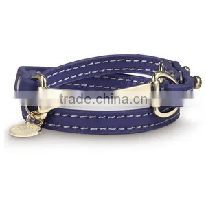 New Design Genuine Leather Double Bracelet, Navy Horsebit Bracelet thumbnail-1
