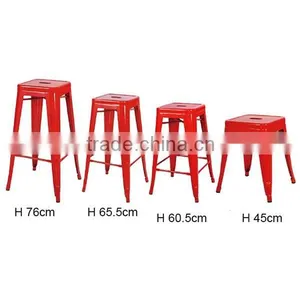 MCH-1505 Yellow Wood Stool 65cm Height Metal French Bistro Chairs thumbnail-6