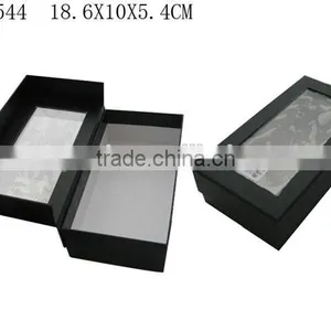 Custom Black Paper Gift Packaging Paper Box With Clear PVC Window Wholesale P1542 thumbnail-2