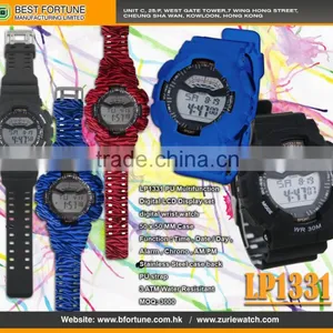 LP1331_Red PU Strap Graphic Pattarn Print Multifunction Digital LCD Display Set Digital Wrist Stock Watch thumbnail-6