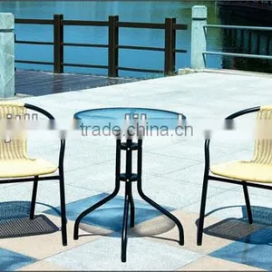 Metal Rattan Chair And Glass Table Sets thumbnail-1