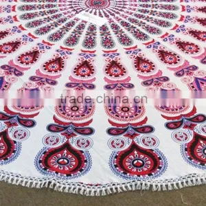 Round Mandala Tapestries Wall Hanging Ethnic Wall Art Cotton Round Table Cloth thumbnail-3