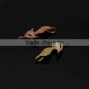 CZ6473 Link, Pendant, Jewelry Findings,Clear Cubic Zirconia Pave Fox Connector thumbnail-1