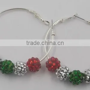 Colorful Acrylic Beads Earring Hoop Silver Earring Hoop Santa Earring thumbnail-1