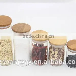 High-quality Bamboo Lid Borosilicate Glass Jar Clear Airtight Canister thumbnail-3