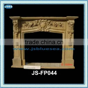 Yellow Natural Marble Carved Interior Fireplace Surround thumbnail-1