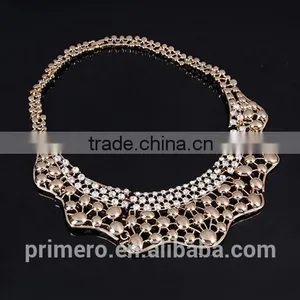Inlaid Women Choker Crystal Rhinestones Design Bridal Jewelry Sets 4pcs/set Gold Necklace Accessories thumbnail-5