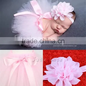 Best Birthday Gift Pink Fluffy Chiffon Flower Tutu Party Baby Kids Picture Skirt Wholesale thumbnail-4