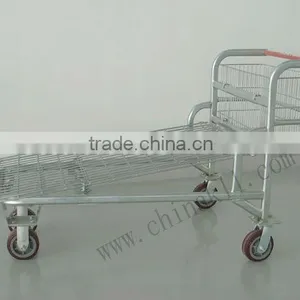 Folding Wire Steel Supermarket Trolley Cargo Cart Warehouse Trolley thumbnail-2
