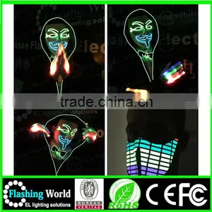 Custom Fashionable Ladies Round Neck Black Cotton Interesting Vedio Music Actived Hot Selling Light up Party Glasses thumbnail-2