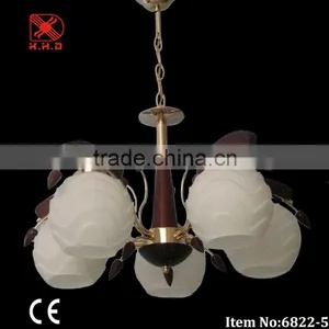 Wooden Pendant Lamp/glass Shade Chandelier Pendant Light With Wooden 6822-5 thumbnail-1