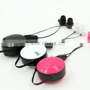 Top Quality 3.5mm Stereo In-ear Design Colorful Patent SR6 Retractable Earphone Earbuds for MP3 Android Samsung HTC LG IOS thumbnail-4