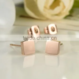 Wholesale Fashion 316L Stainless Steel Jewelry Mini Square Ladies Gold Earring Designs thumbnail-3