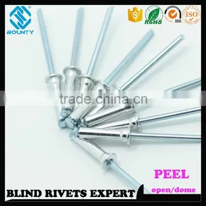 HIGH QUALITY OPEN END FACTORY DOME HEAD AL/ST PEEL BLIND RIVETS thumbnail-2