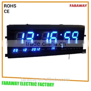 3" Blue Red Green Led Digital Wall Clock/calender Clock With Tempeature for Parking Place,warehouse,office thumbnail-1