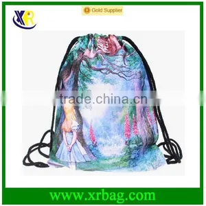 Student Daypacks Print Girl in Forest Backpack Travel Drawstring Kids Bags thumbnail-1