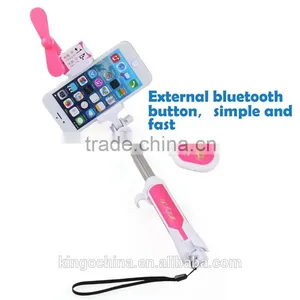 Newest Bluetooth Selfie Stick With Fan Monopod Tripod for Cell Phone thumbnail-1