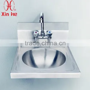 Stainless Steel Wall Hung Commercial Hand Washing Sink With Backsplash and Tap Hole for Public Use thumbnail-1