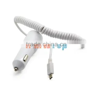 Factory Wholesale White 2A Car Charger For Samsung HTC With Micro USB Cable Line With Retail Package Box thumbnail-2
