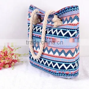 2016 Women's Canvas Straw Beach Bag Casual Tote Shoulder Bag Purse Handbag thumbnail-4