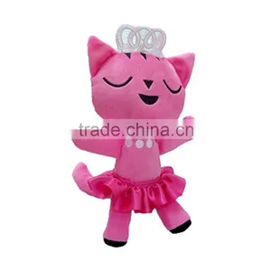 St Pink Cat Queen Princess Toys With Dress Crown for Little Girls Real Plush Type Material thumbnail-1