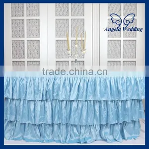 SK002J New Arrival Custom Made 6ft Rectangle Taffeta Ruffled Purple Ruffled Wedding Steps in Table Skirting thumbnail-3