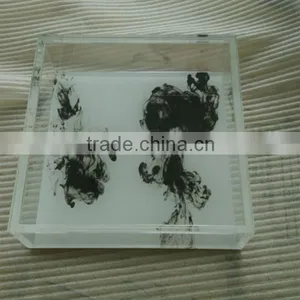 Clear UV Printed Cast Storage Acrylic Tray With Lid thumbnail-2