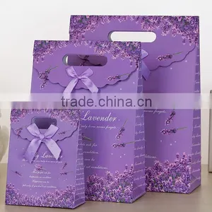 Hot Selling Beautiful Creative Purple Gift Paper Packaging Bag With Handlle for Gift With Good Price thumbnail-1